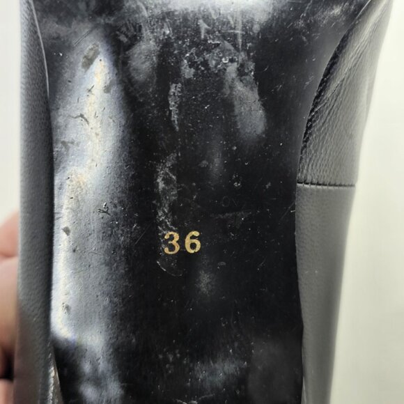 Yves Saint Laurent Black Leather Studded Bow Kitten Heel Pumps Size 6 - Picture 7 of 12